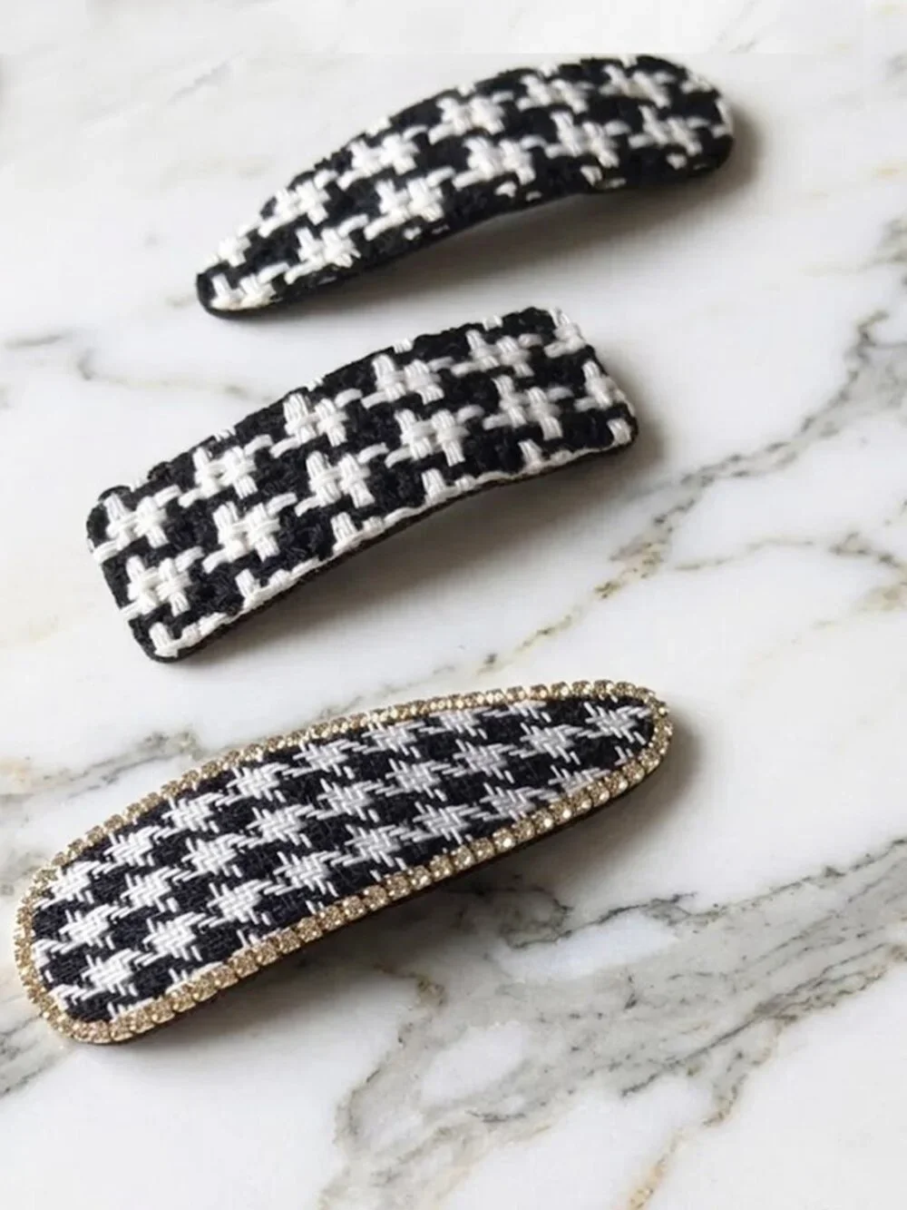 Black & White Houndstooth Hair Clips - Classic Women Accessories